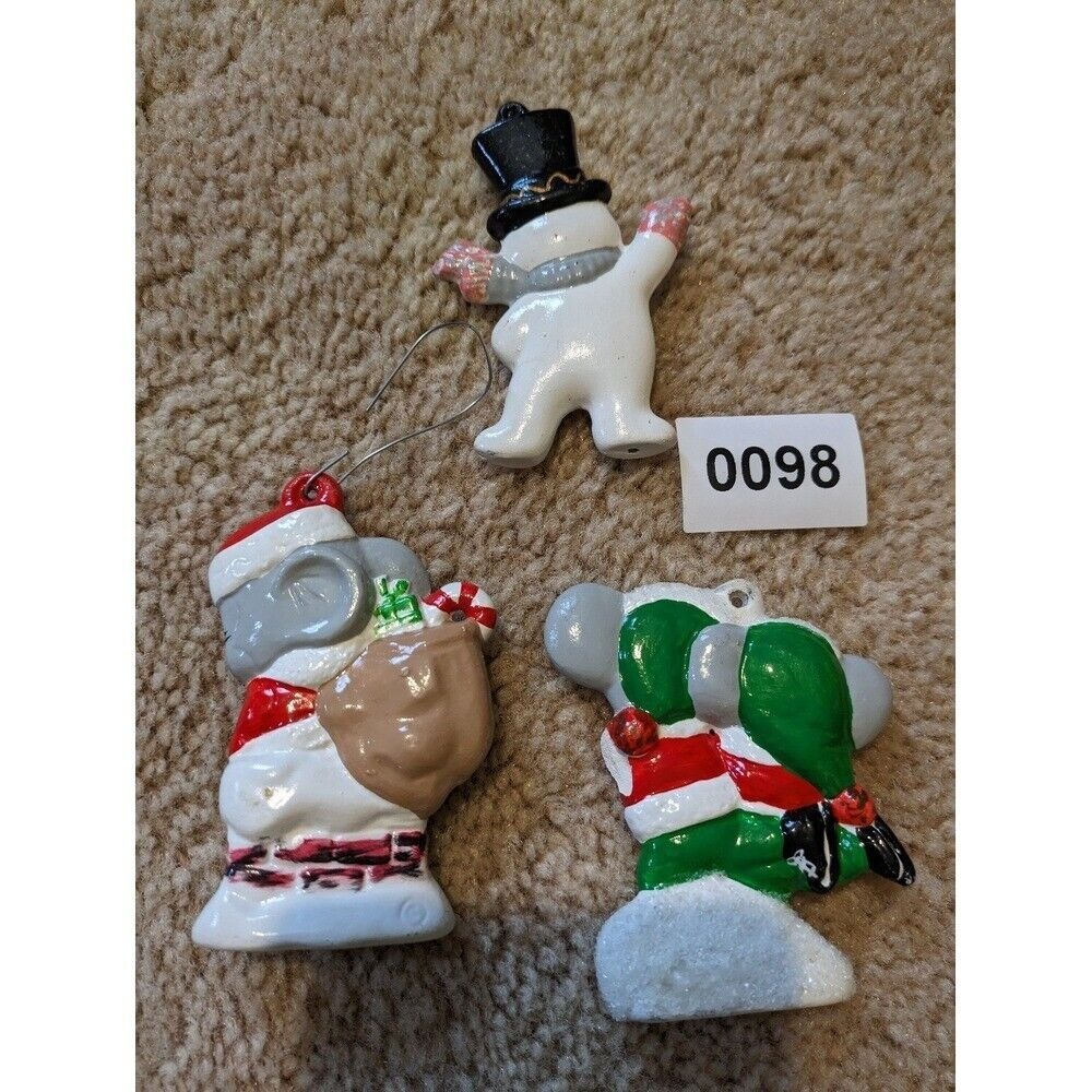 Beautiful Hand painted‎ Snowmen and Mice couple Santa Mouse ceramic Ornaments - Picture 2 of 2